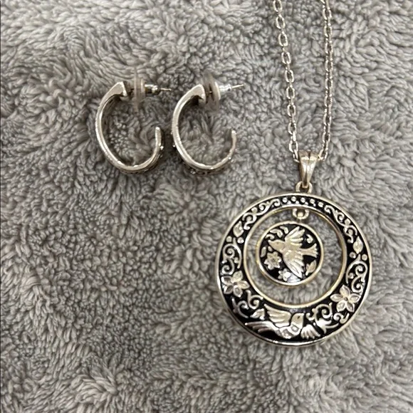 Brighton Silver Ornate Necklace and earrings Set - Picture 3 of 3